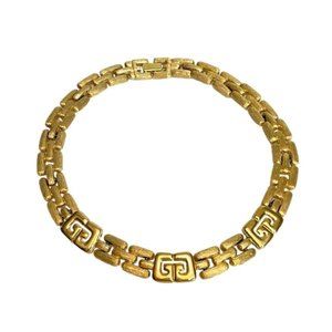GIVENCHY 1980s Gold Vintage Logo GG & Textured Link Choker
